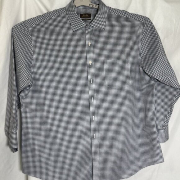 Tasso Elba Other - Tasso Elba Non Iron Dress Shirt Mens XXL 18.5 34/35 Blue White Check Cotton